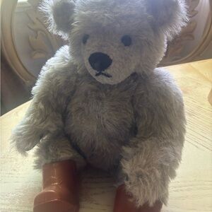 Steiff Gray Teddy Bear with Brown Boots